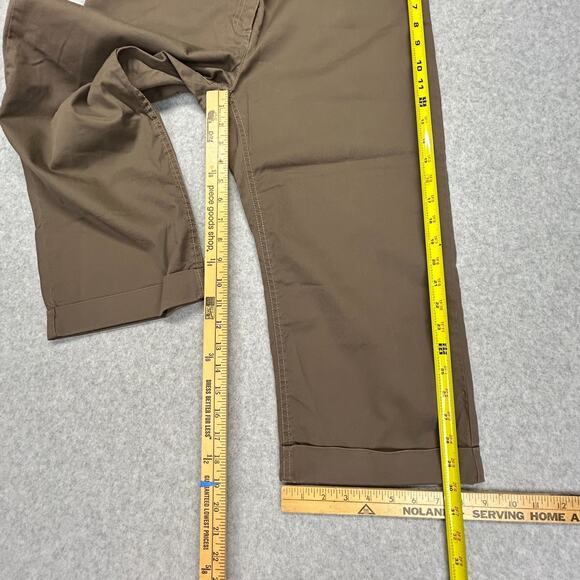 J Jill Capri Pants Womens 10 Brown Cropped Chino Below Waist Stretch Cotton Cuff - Picture 11 of 12